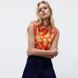 Jacquard Knit Vest Zara Brand New